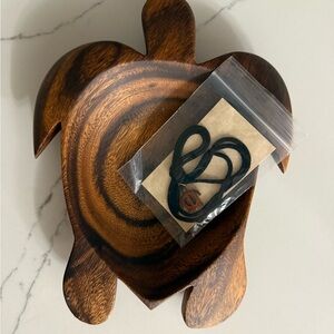 Wooden Turtle Shaped Bowl and koa wood turtle pendant cord necklace